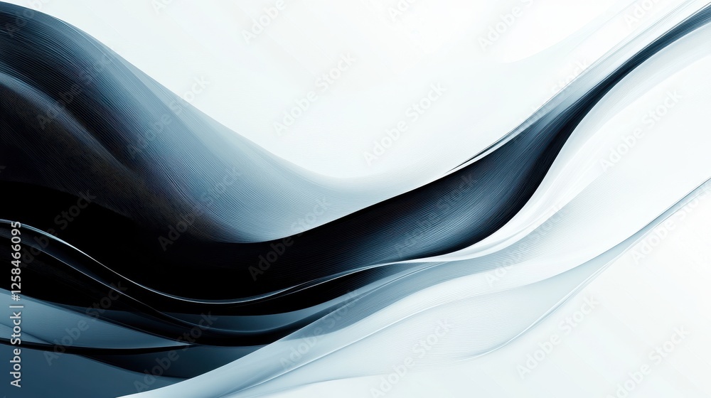 Poster fluid dynamics, gradient waves in minimalist abstract composition