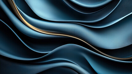Obraz premium Floating blue fabric with smooth texture and dynamic folds, perfect for digital artwork or fluid motion concept design. 