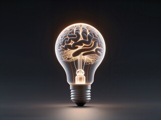 A light bulb with a brain graphic symbolizes the fusion of creativity and ideas. This design showcases how innovative thoughts illuminate our understanding