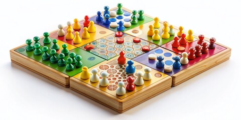 Aerial View of Go Board Game on White Background -  Ancient Chinese Strategy Game
