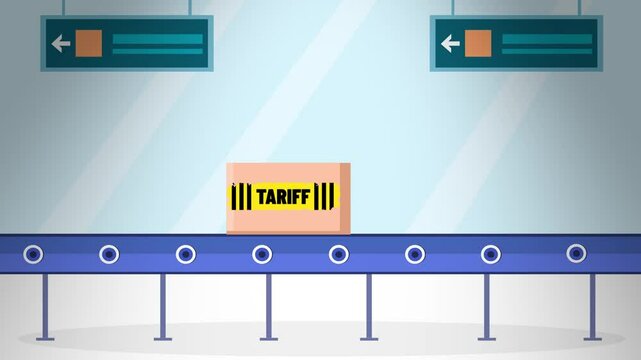 impose tariff on imported goods parcel world trade animation