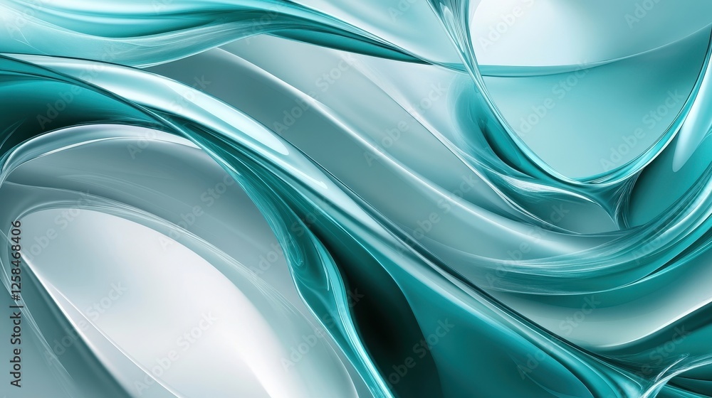 Poster fluid teal waves soft gradient light flowing abstract background