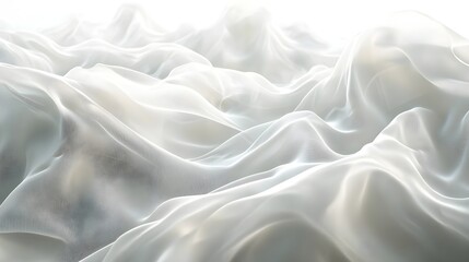 Obraz premium Elegant wavy white fabric texture background, soft silk cloth drape with smooth and shiny surface