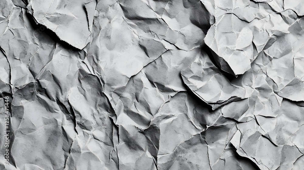 Poster monochrome texture: crushed and crumpled paper for abstract backgrounds and design elements