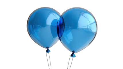 two blue balloon 3d render icon isolated on white background