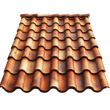 Roof with a tan color and a red color tiles isolated on transparent background