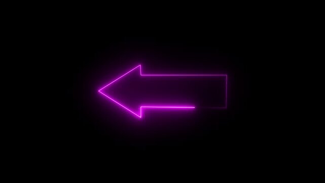 Direction arrow left neon light glowing sign icon magenta color animation. Social media scroll arrows. Swipe up the animation button. Key color, Chrome color, 4K video
