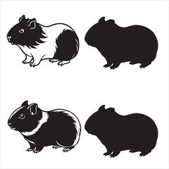 SET OF VECTOR VARIOUS Guinea Pig SILHOUETTES