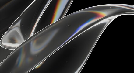 Obraz premium Abstract Futuristic Holographic Background – Macro Shot of Liquid Refraction and Light Distortion on a Dark Surface