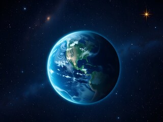 Fototapeta premium A view of the earth from space at night. Created with Generative AI technology.