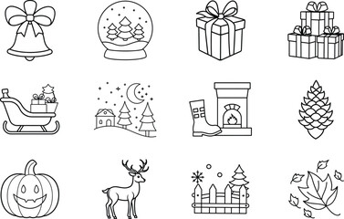 Christmas Icons Festive Gifts, Winter Scenes, and Holiday Cheer