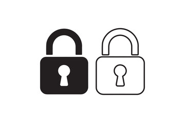 security lock icon vector silhouette isolated in white background