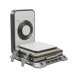 Obraz premium Futuristic product display platform with metallic and light accents