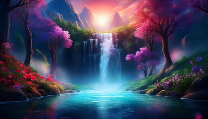 Naklejka premium fantasy landscape and clouds