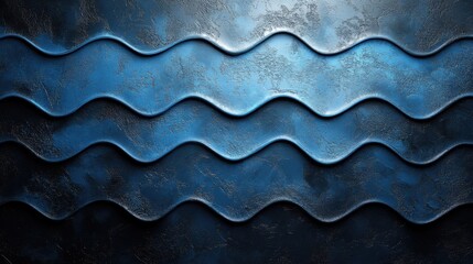 Fototapeta premium Blue background with zigzag lines for design. Banner template with white space in the center for text. Ideal for minimalist abstract wallpaper and modern creative projects.