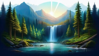 Fototapeta premium mountain landscape with trees