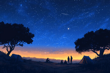 Starry Night Campfire Under the Cosmos