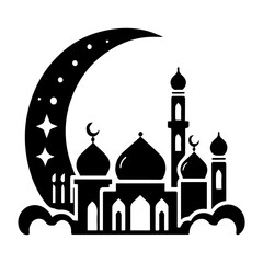 black simple islamic Ramadhan and lantern