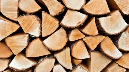 Fototapeta premium Detailed view of a pile of wood logs and stacked firewood in studio lighting with natural colors
