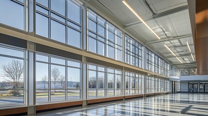 Modern Building Interior with Expansive Windows