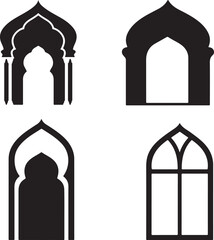 set of Mosque window shape icons
