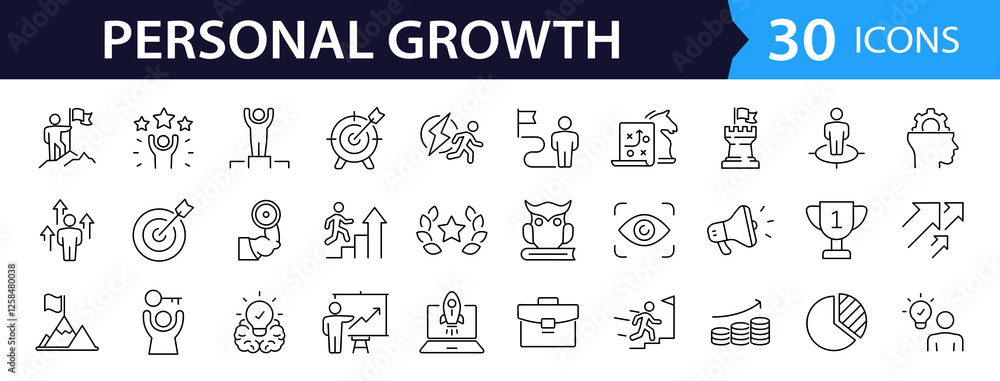 Poster personal growth and success set of web icons in line style. growth andsuccess icons for web and mobi