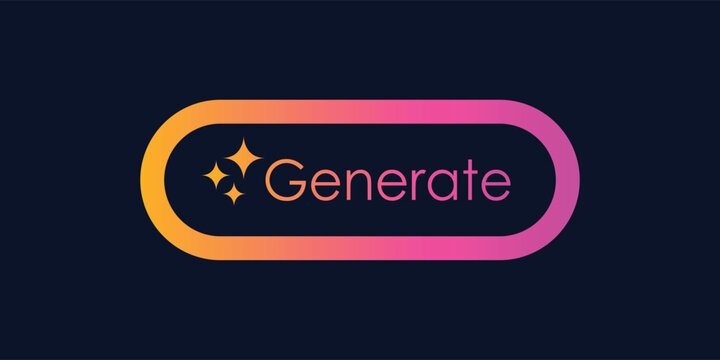Artificial Intelligence AI generated icon logo. Artificial intelligence button for generating apps. Artificial intelligence generates buttons or web applications or AI generation online tool UI