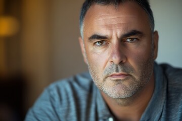 Obraz premium Portrait of a middle-aged man in deep thought, expressing contemplation and focus
