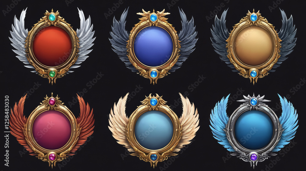 Aufkleber cartoon set of round avatar frames isolated on background. vector illustration of simple and decorat