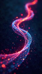 Swirling mesh of abstract technology particles against a dark background , particle, mesh, neon