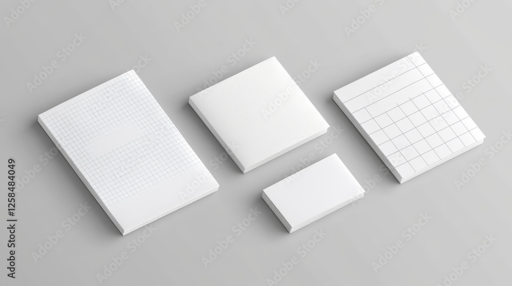 Poster memo note sticker paper attached with adhesive tape and paperclip. realistic vector mockup set of em