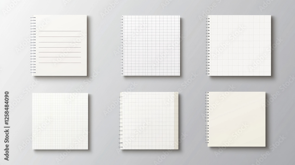 Poster memo note sticker paper attached with adhesive tape and paperclip. realistic vector mockup set of em