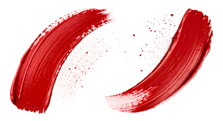 Red Paint Brushstroke on transparent Background Showing Texture and Artistic Style