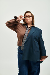 Bold fashion statement from a young plus size woman showcasing creativity in style