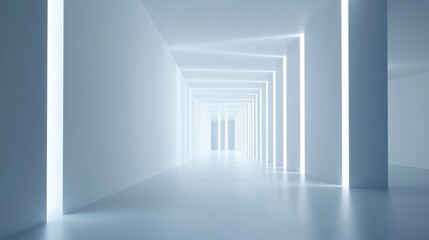Illuminated Corridor, Abstract Architecture with Light and Minimalism