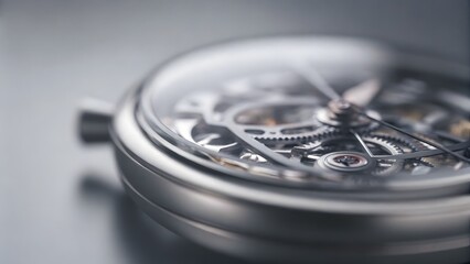 Close up of a high end mechanical watch with intri
