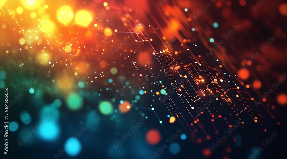 Poster a beauty futuristic abstract background in a high-tech style. shining lines and patterns resembling 