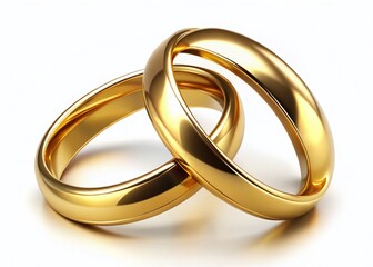 Two Intertwined Gold Wedding Rings, Isolated 3D Render - Perfect for Wedding Invitations and Announcements