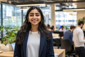 Confident Indian Young Professional in Modern Office Environment