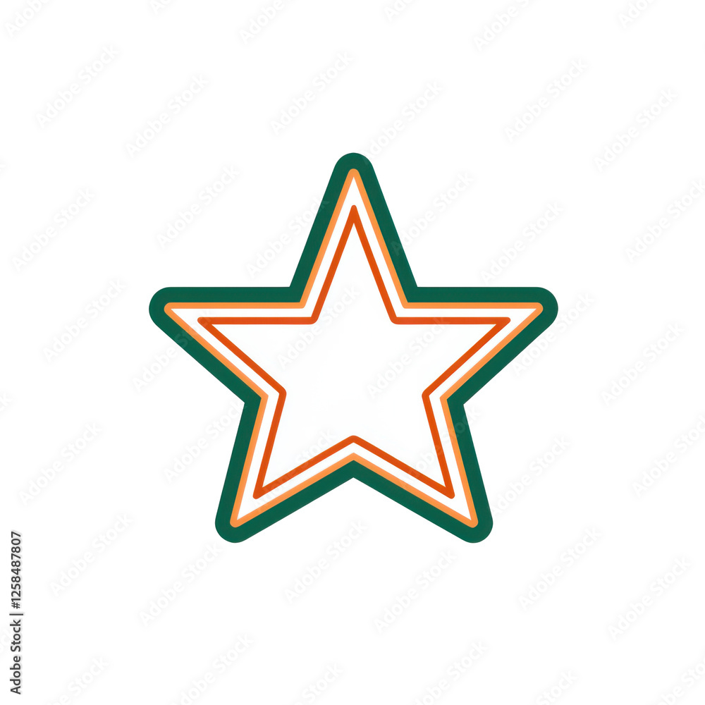 Poster a colorful star graphic icon with a vibrant outline and simplistic design elements., transparent bac