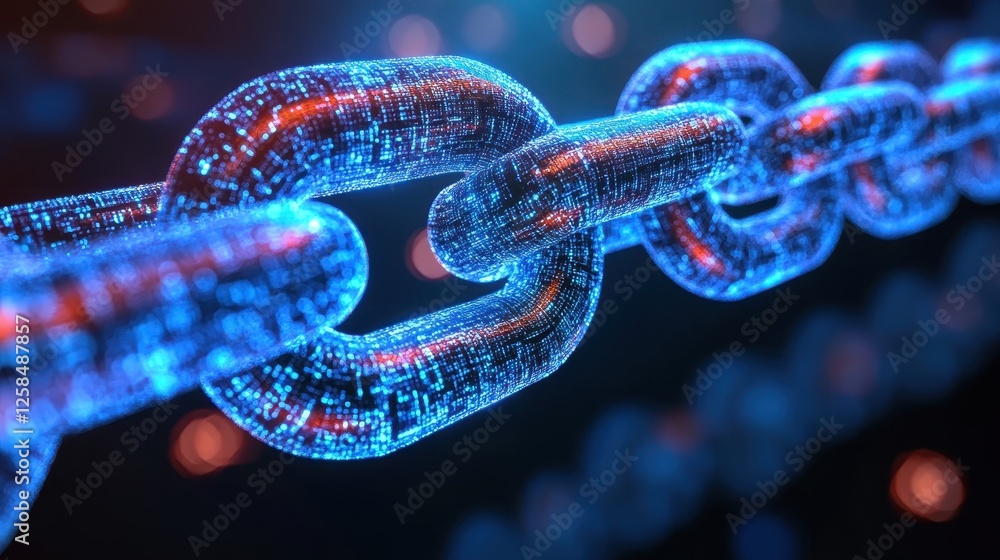 Poster interconnected digital chains representing network technology