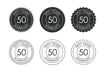 Advertising 50 years warranty badge, Warranty logo icon sign