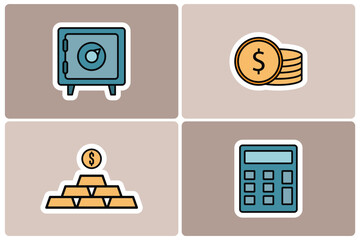 Finance and Banking Doodle Icons Sticker Set