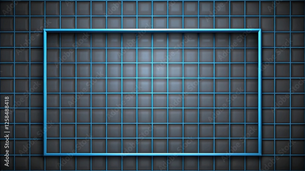 Poster Abstract Grid Background with Blue Frame for Text or Image Placement
