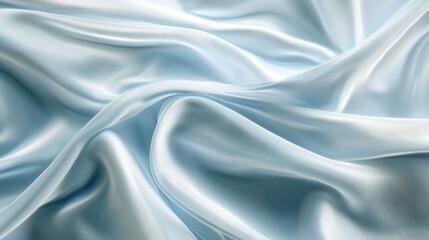 Fototapeta premium Smooth, elegant light blue silk fabric with soft folds and drapes.