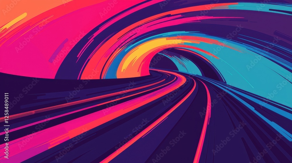 Poster vibrant abstract motion with colorful curves and dynamic lines