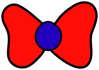 Naklejka premium Hand drawn digital illustration of a patriotic butterfly in blue, red colors. The bow has a bold black outline with a solid blue body and a red stripe down the middle, giving it a playful and festive 