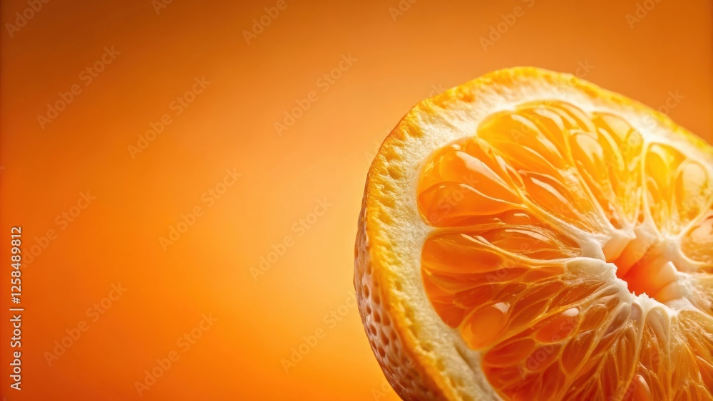 Poster a vibrant citrus segment, showcasing juicy texture and a rich, saturated orange hue against a comple