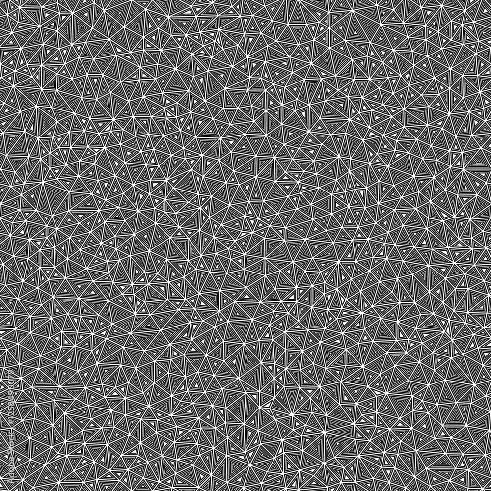 Poster geometric template background. multiple repeated inner triangles. small triangles size. black and wh