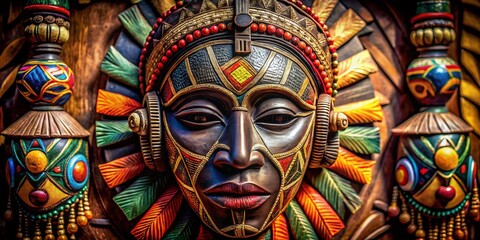African Wish Mask: Spiritual Symbol, Tribal Art, Carved Wood, Ritual Object, Cultural Heritage